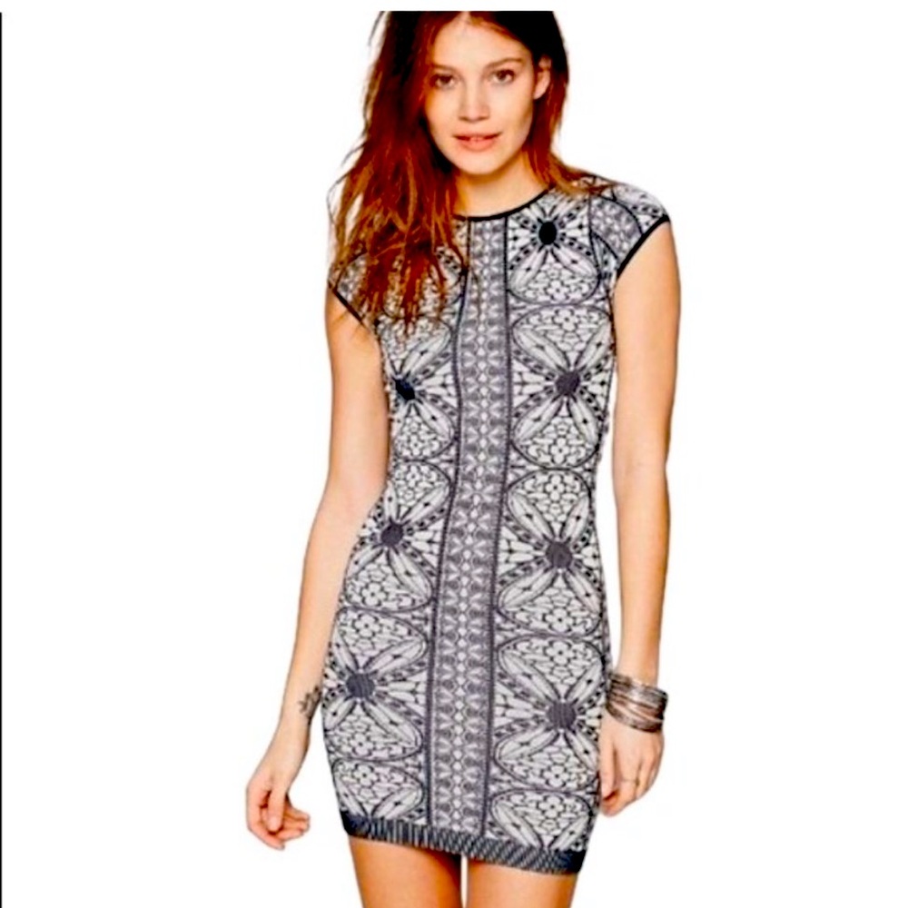 Free People Intimately Black and White Print Body Con Dress